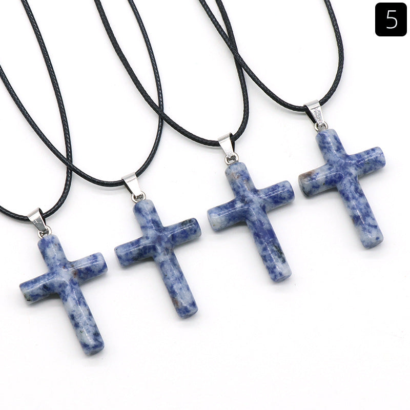 Natural Crystal Cross Pendant Necklace | A Symbol of Faith & Energy