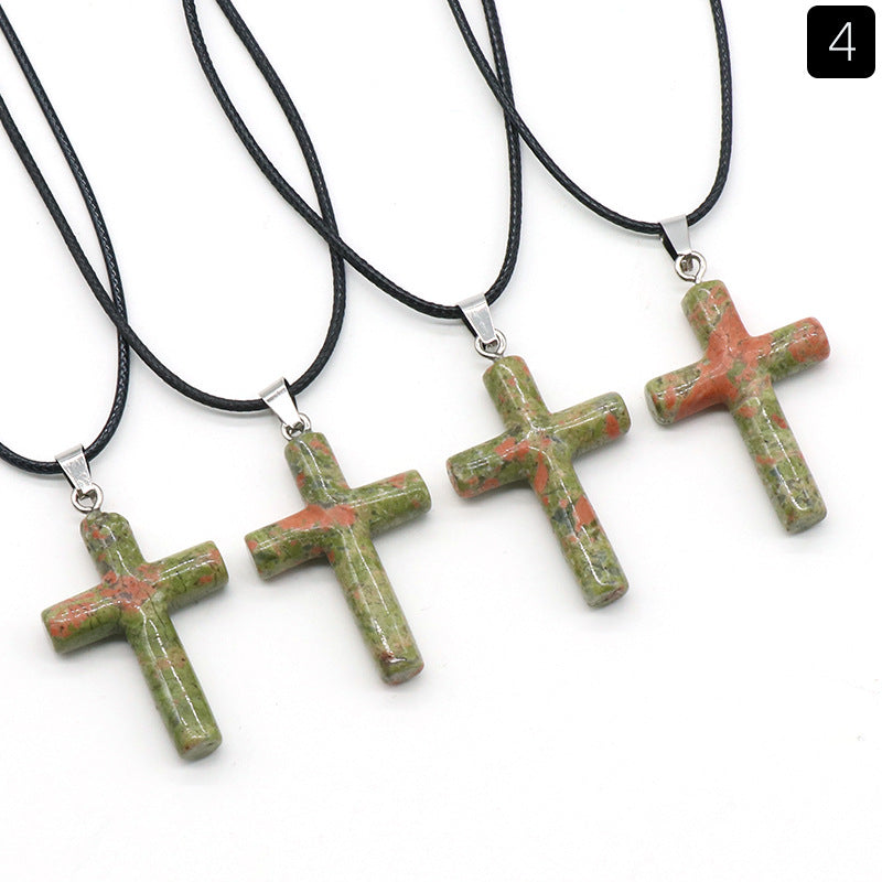 Natural Crystal Cross Pendant Necklace | A Symbol of Faith & Energy