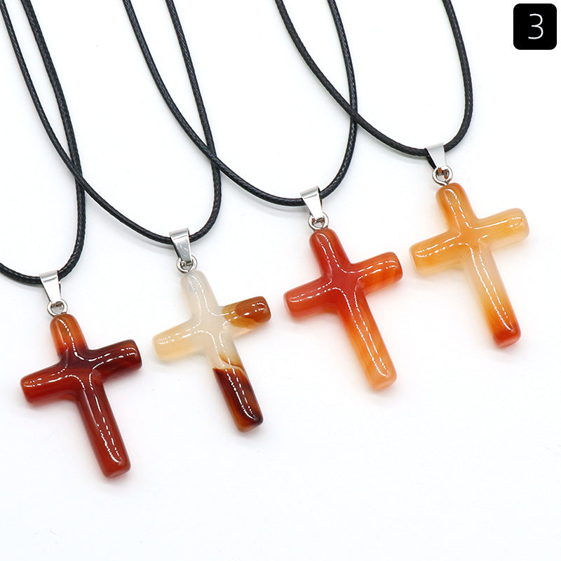 Natural Crystal Cross Pendant Necklace | A Symbol of Faith & Energy