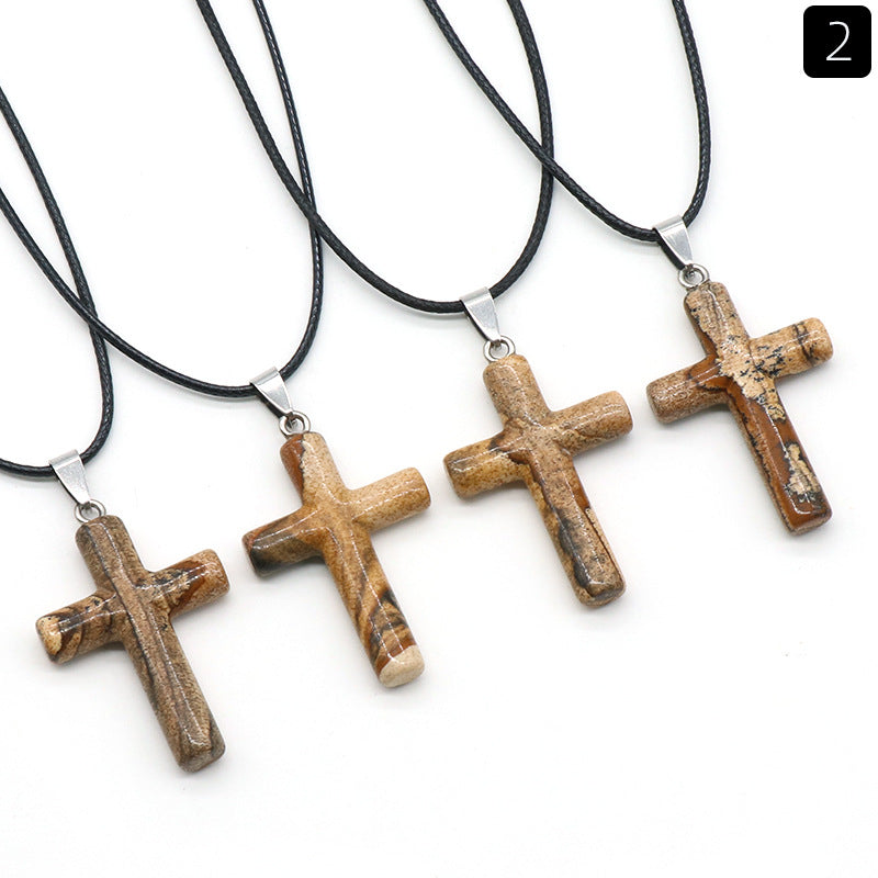 Natural Crystal Cross Pendant Necklace | A Symbol of Faith & Energy