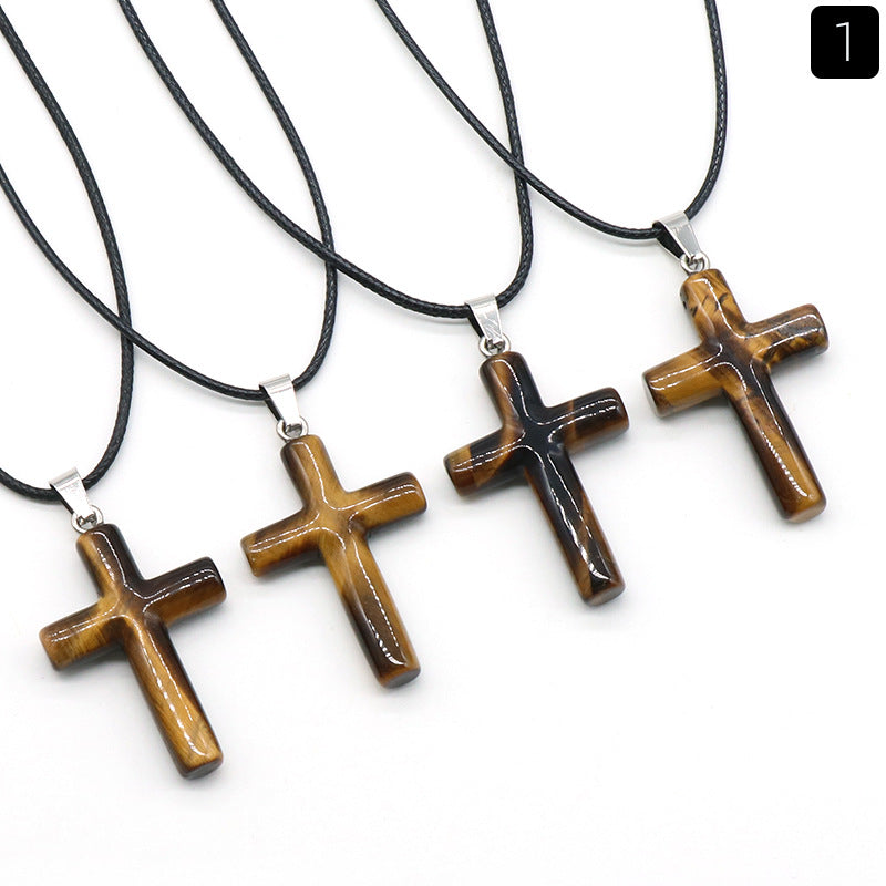 Natural Crystal Cross Pendant Necklace | A Symbol of Faith & Energy