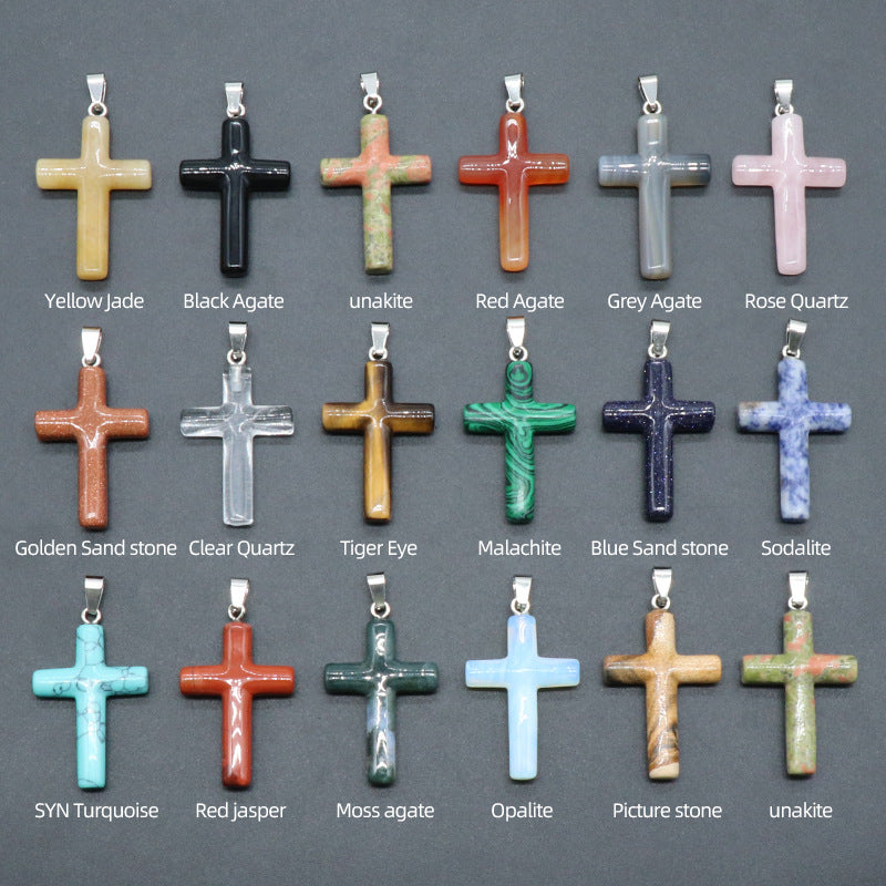 Natural Crystal Cross Pendant Necklace | A Symbol of Faith & Energy