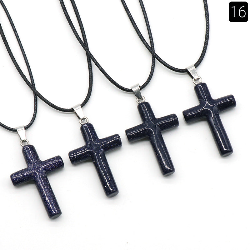 Natural Crystal Cross Pendant Necklace | A Symbol of Faith & Energy