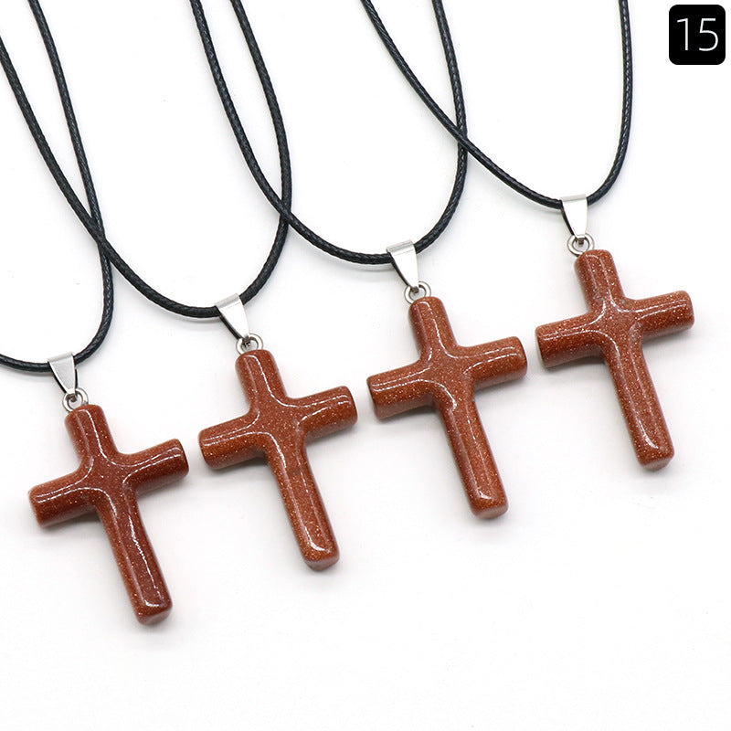 Natural Crystal Cross Pendant Necklace | A Symbol of Faith & Energy