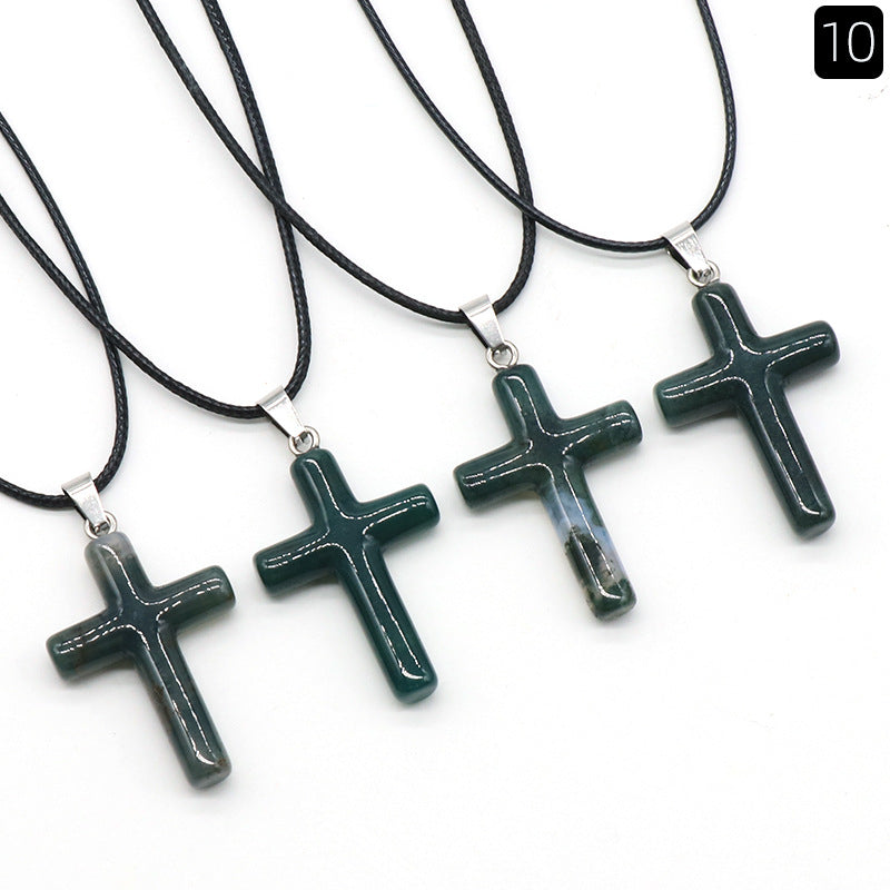 Natural Crystal Cross Pendant Necklace | A Symbol of Faith & Energy