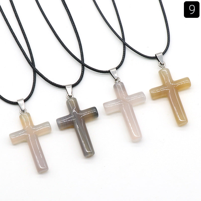 Natural Crystal Cross Pendant Necklace | A Symbol of Faith & Energy