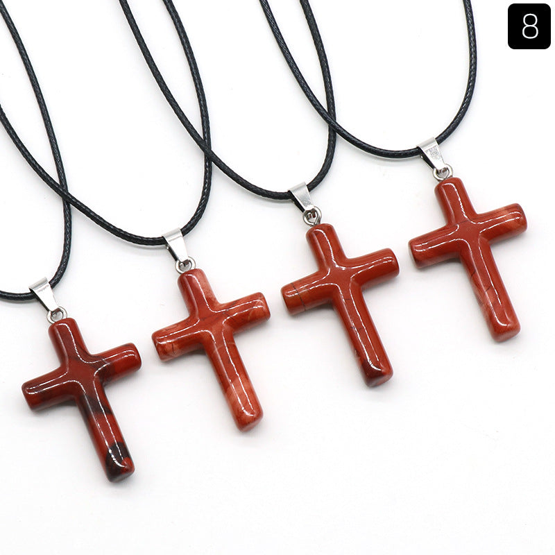 Natural Crystal Cross Pendant Necklace | A Symbol of Faith & Energy