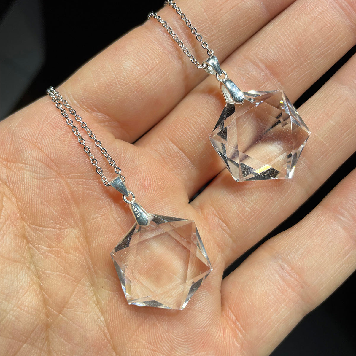 Crystal hexagon pendant