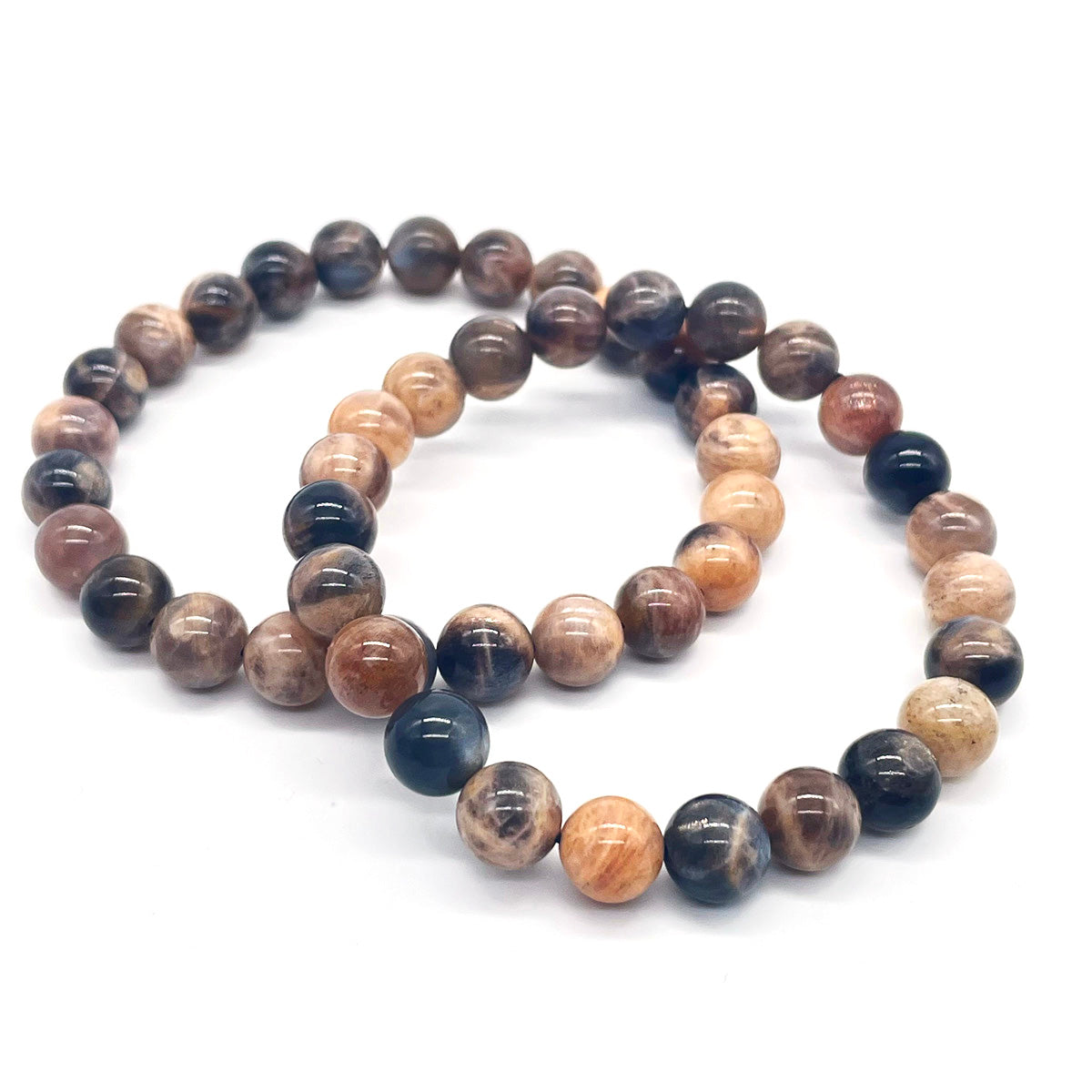 Black Moonstone Bead Bracelet Crystal