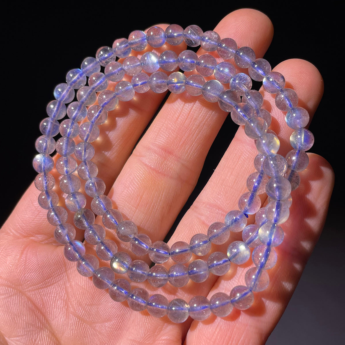 3 Circles Labradorite Bead Bracelet Real Crystal Healing Stones For Women