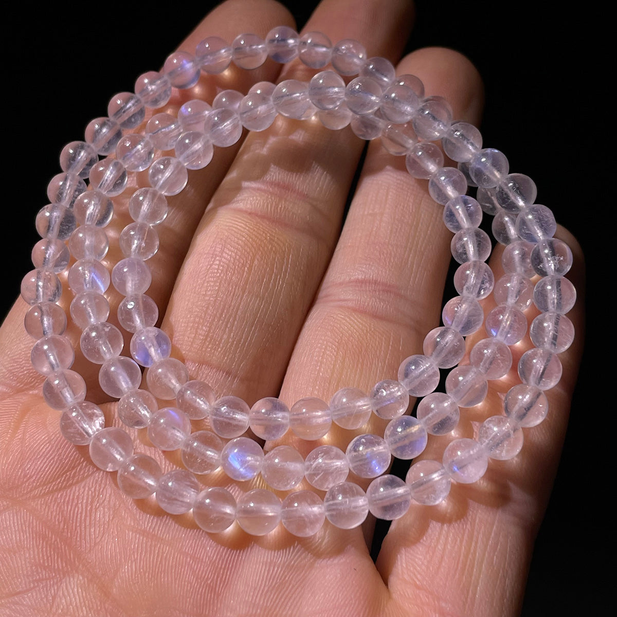 Blue Moonstone Bead Bracelet Real Crystal Healing