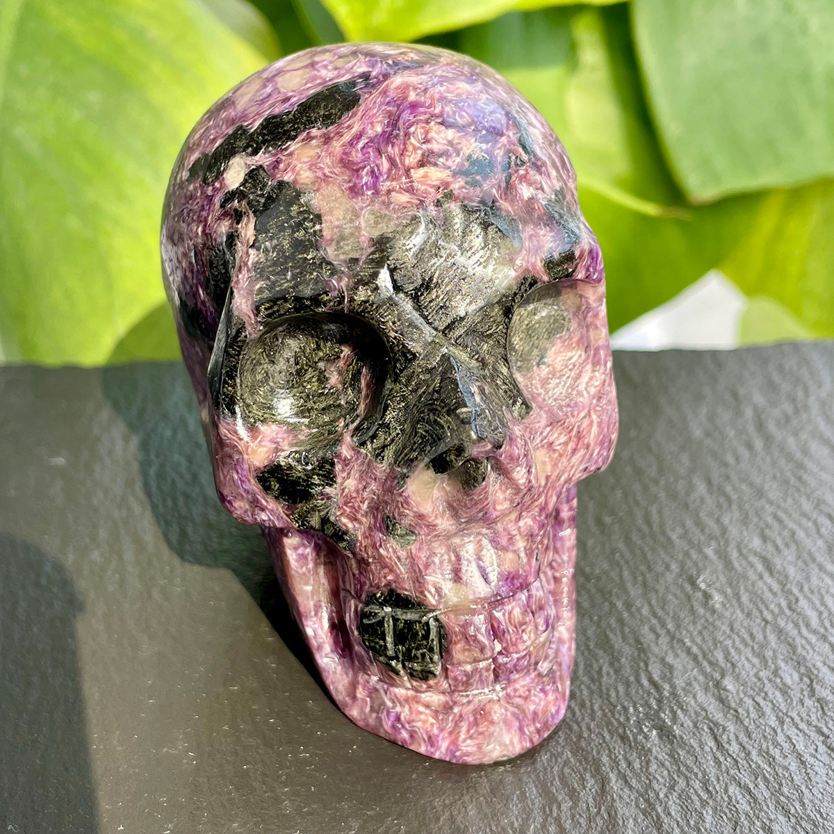 Crystal Charoite Skull Healing Stone Statue