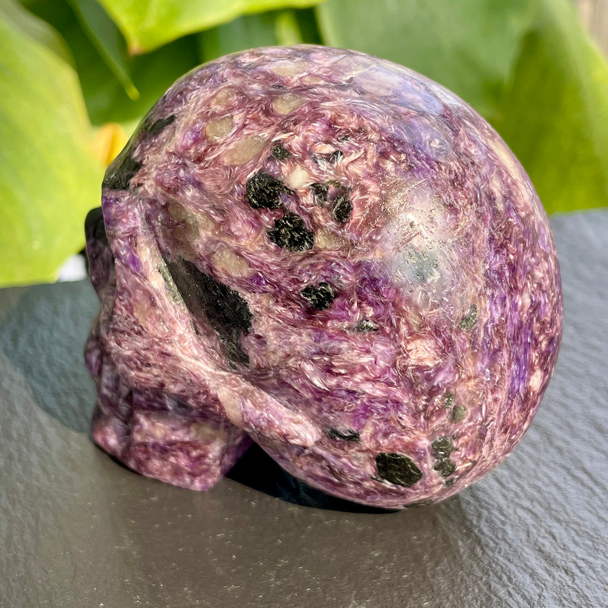 Crystal Charoite Skull Healing Stone Statue