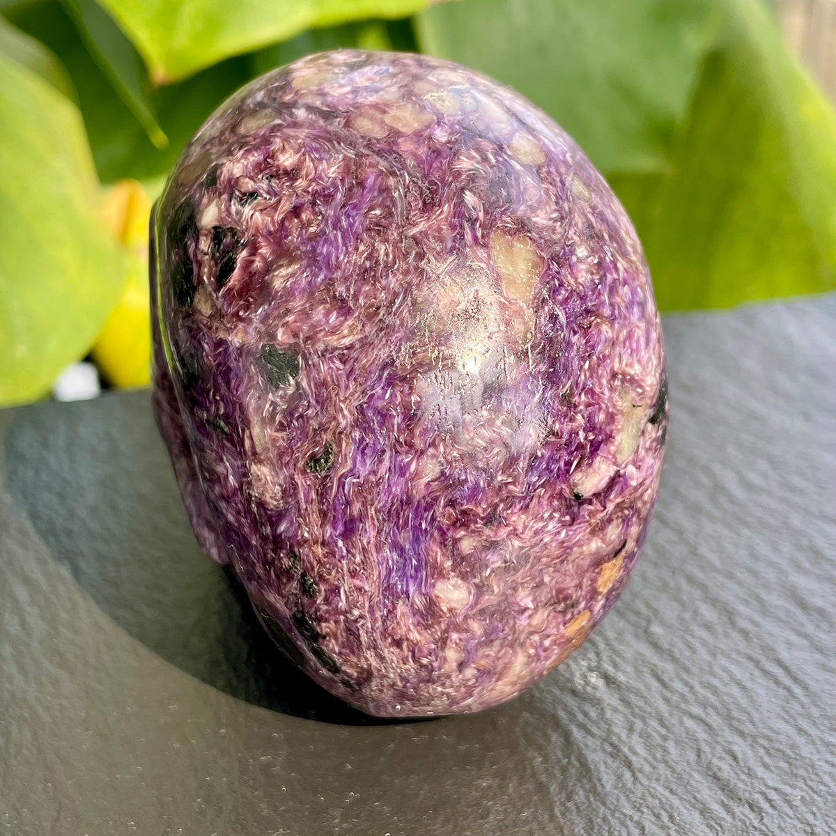 Crystal Charoite Skull Healing Stone Statue