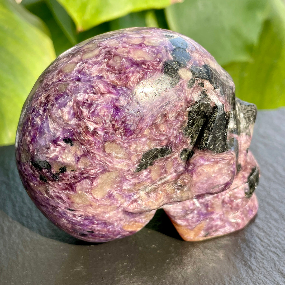 Crystal Charoite Skull Healing Stone Statue