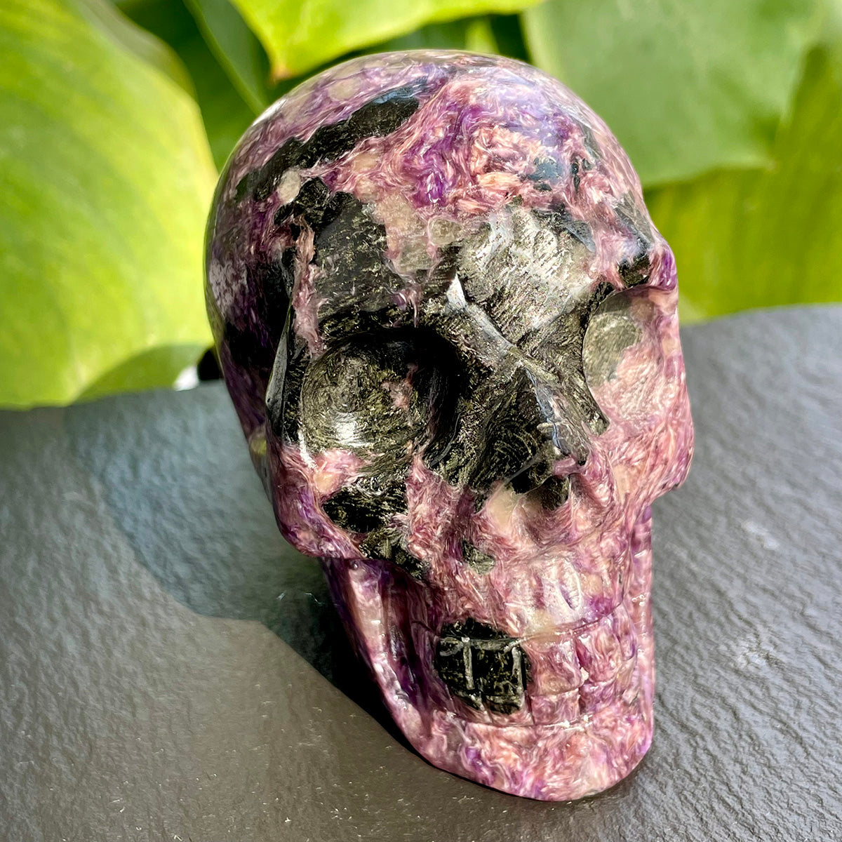 Crystal Charoite Skull Healing Stone Statue
