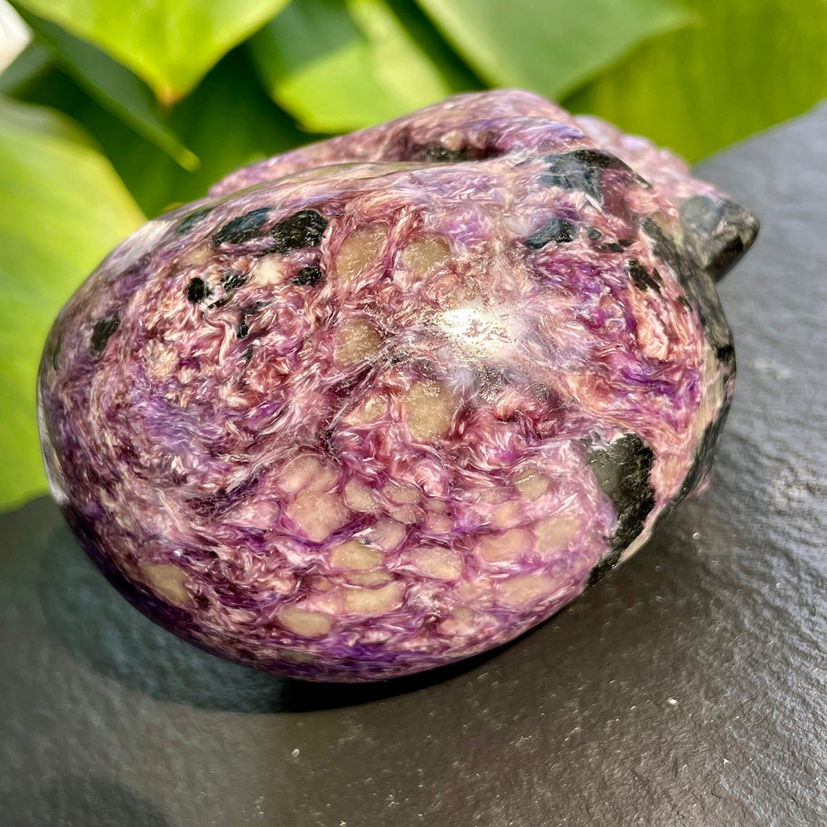 Crystal Charoite Skull Healing Stone Statue