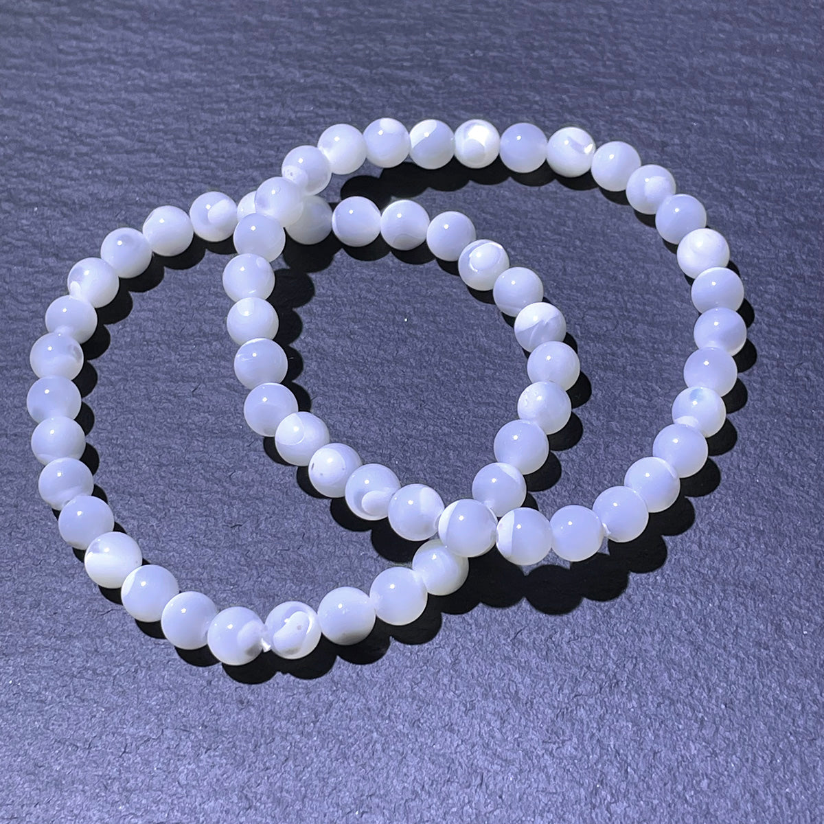 White Shell Stone Bead Bracelet 8mm