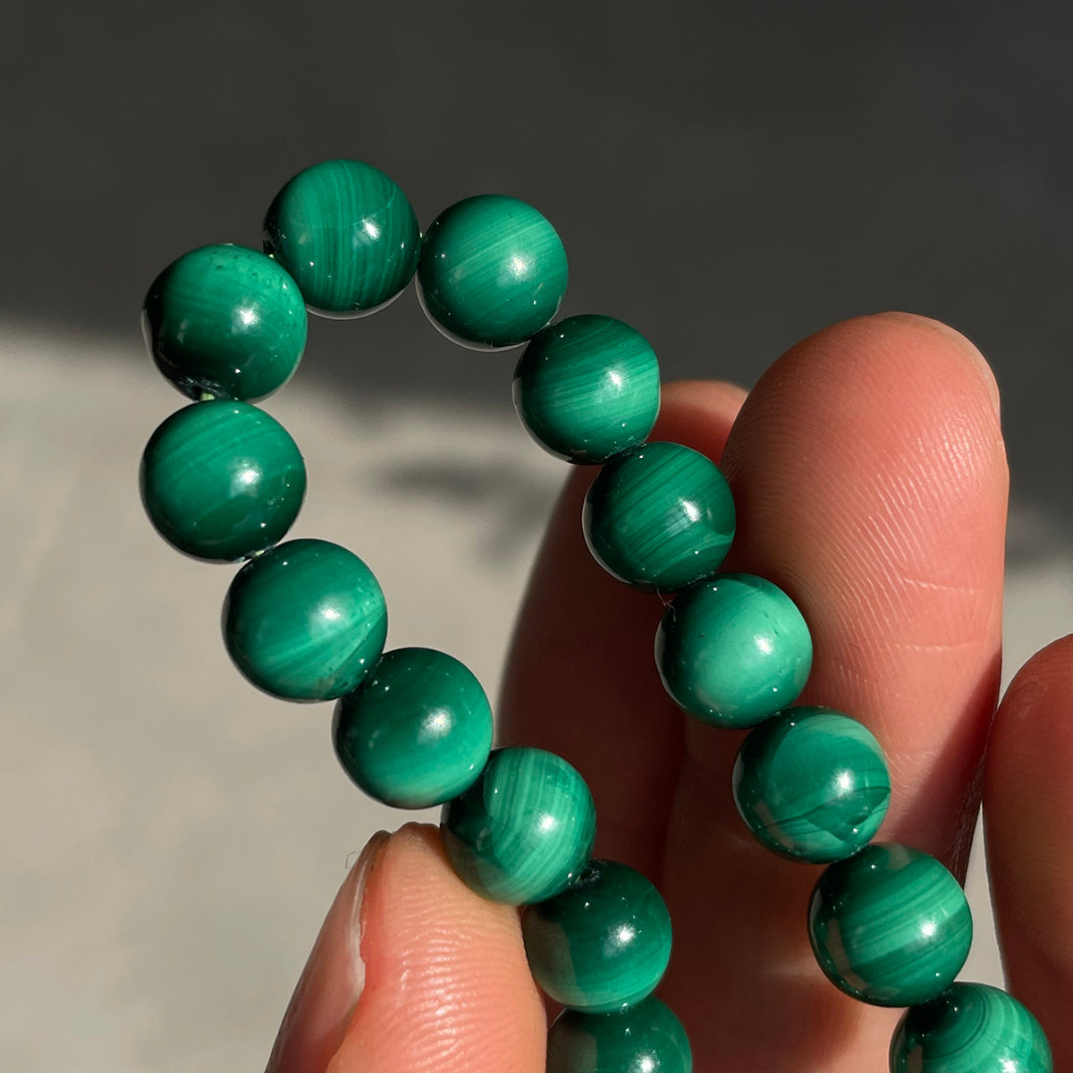 Cat Eye Malachite Bead Bracelet