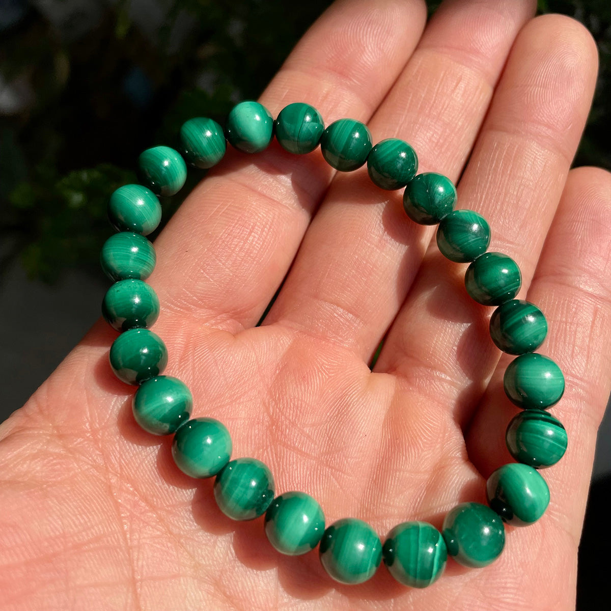 Cat Eye Malachite Bead Bracelet