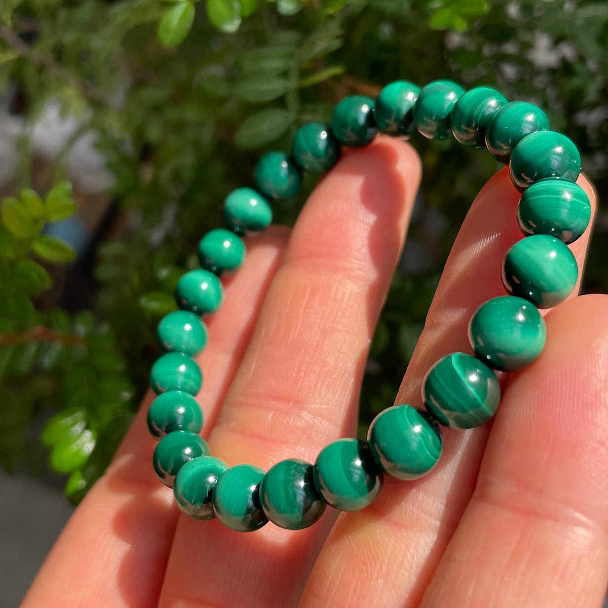 Cat Eye Malachite Bead Bracelet