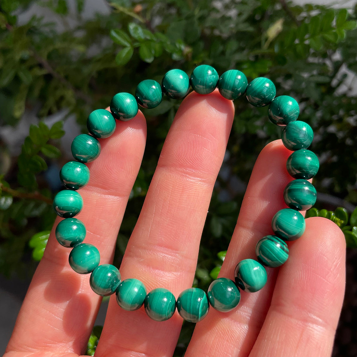 Cat Eye Malachite Bead Bracelet