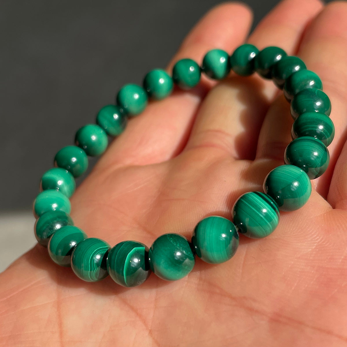 Cat Eye Malachite Bead Bracelet