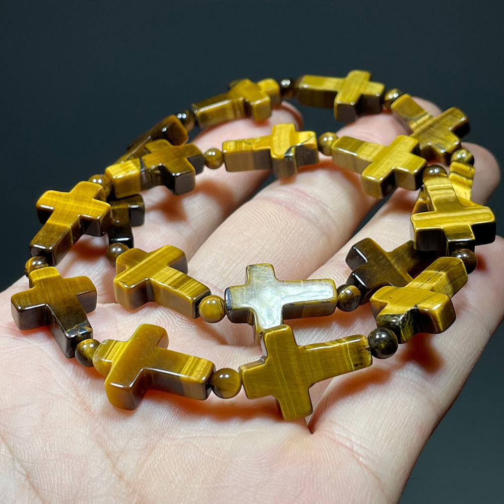 Natural Gemstone Cross Bracelet | A Symbol of Faith & Protection