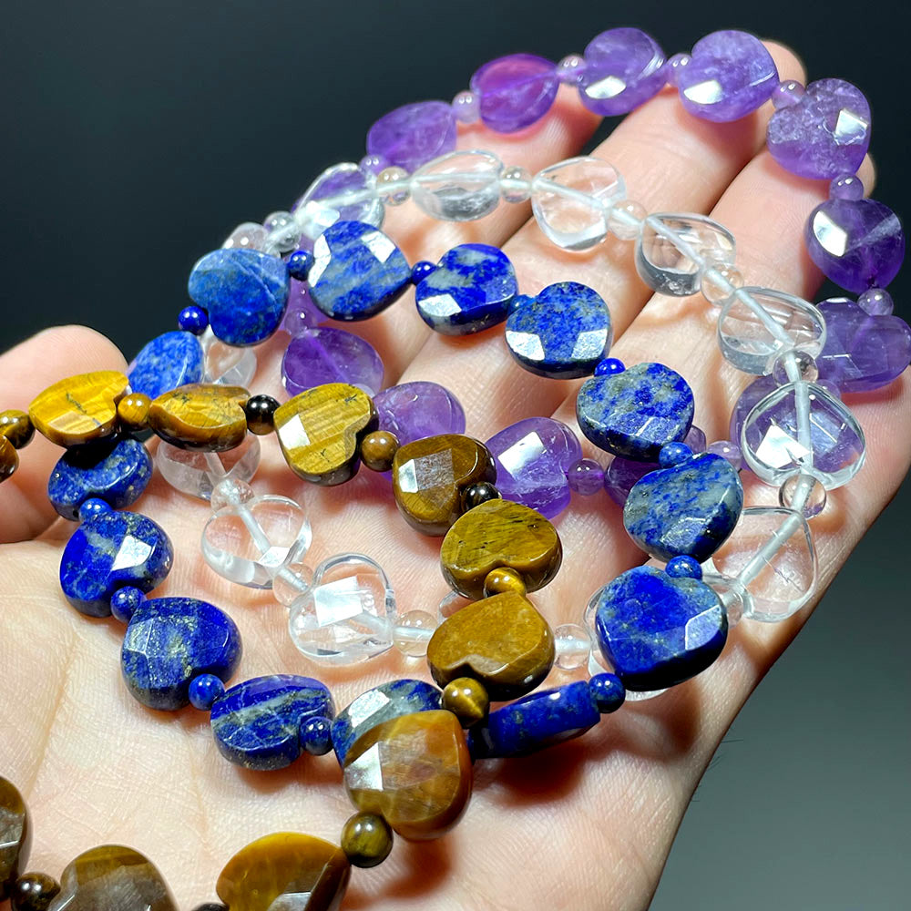 Faceted Crystal Heart Bracelet | Choose Your Healing Stone