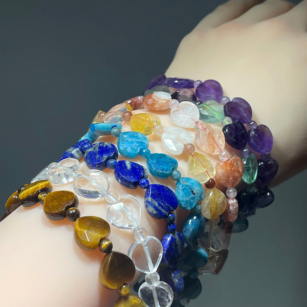 Faceted Crystal Heart Bracelet | Choose Your Healing Stone