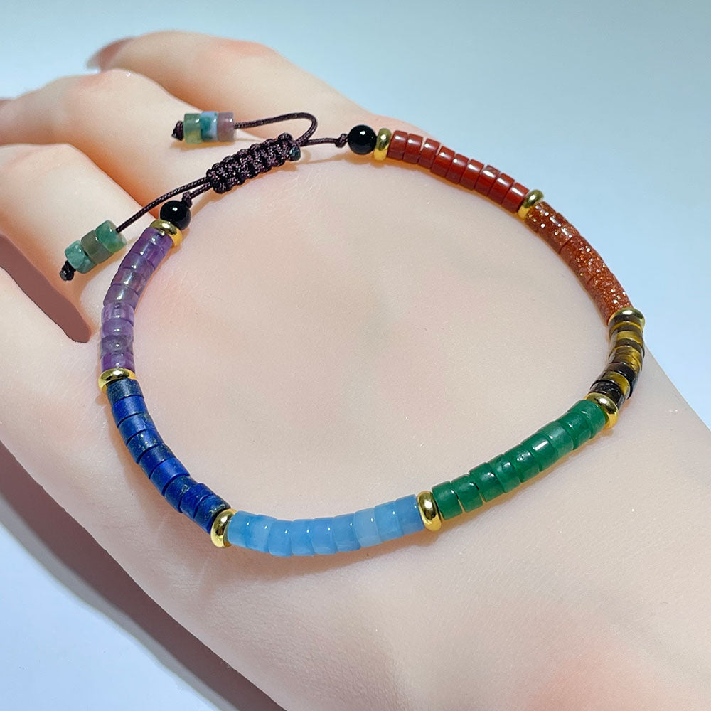 Adjustable 7 Chakra Gemstone Bracelet for Men & Women
