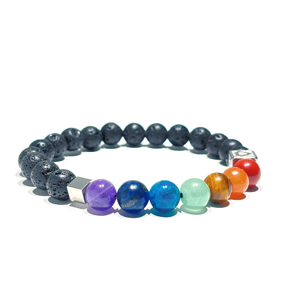 7 Chakra Healing Bracelet with Lava Stone Beads
