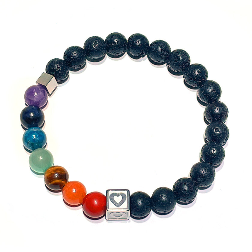 7 Chakra Healing Bracelet with Lava Stone Beads