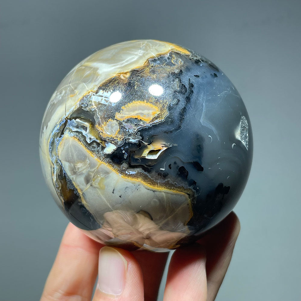 UV Reactive Volcanic Agate Sphere - A World of Hidden Light