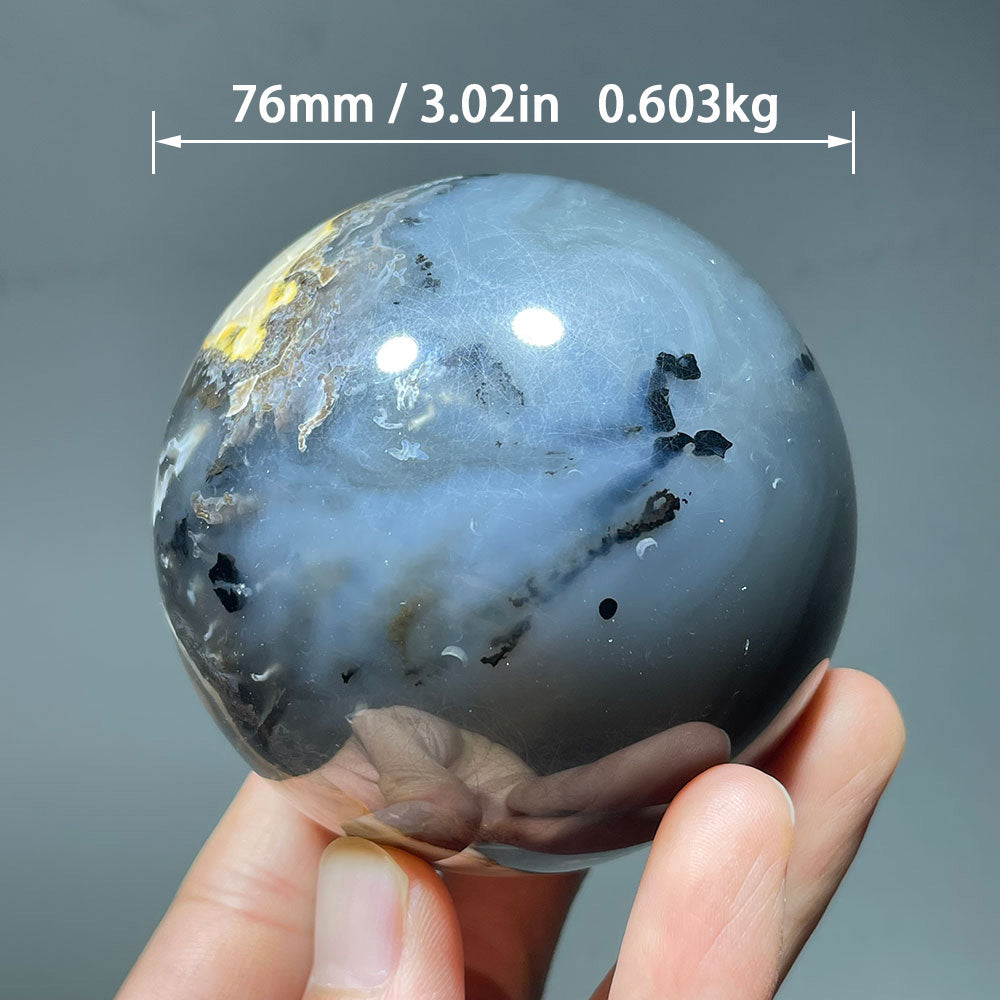 UV Reactive Volcanic Agate Sphere - A World of Hidden Light