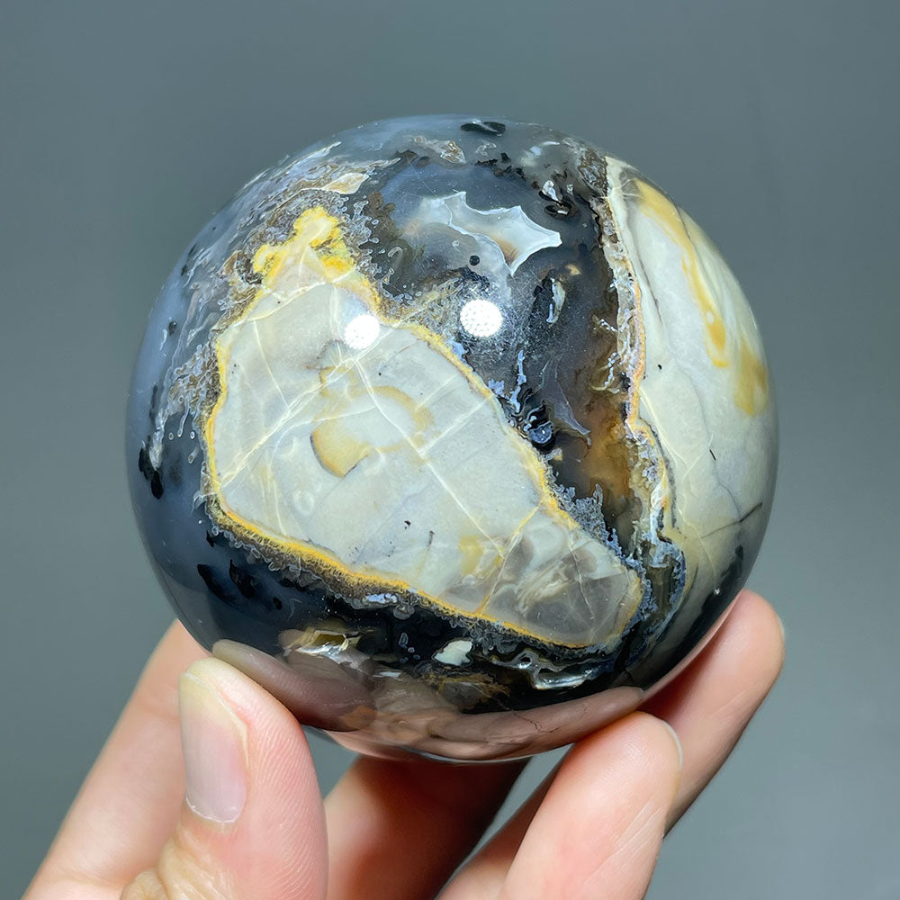 UV Reactive Volcanic Agate Sphere - A World of Hidden Light