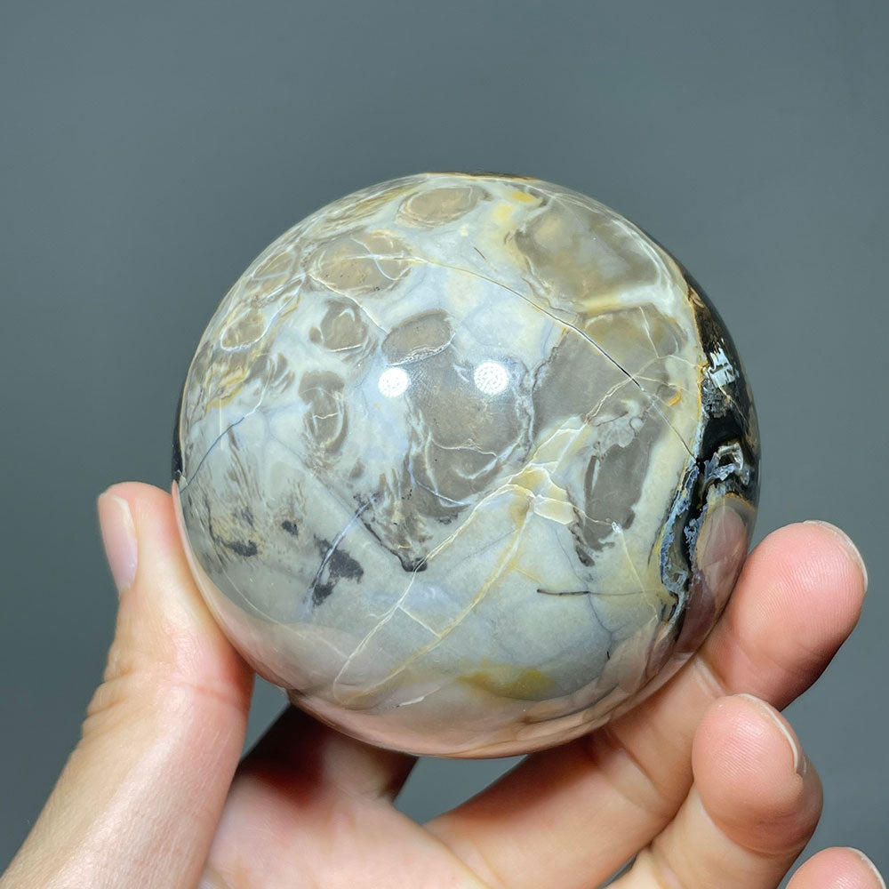 UV Reactive Volcanic Agate Sphere - A World of Hidden Light