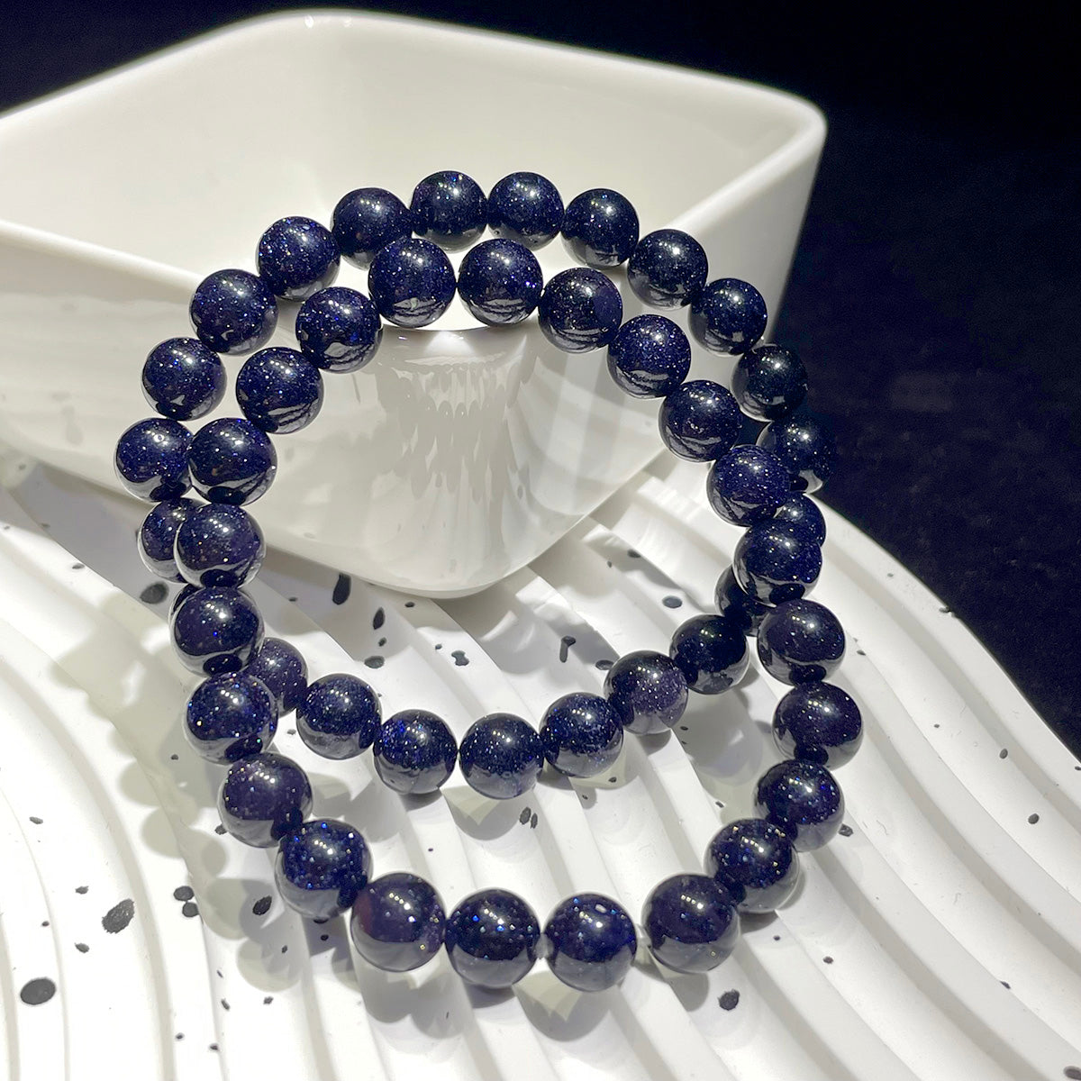 Blue Sandstone Bead Bracelet