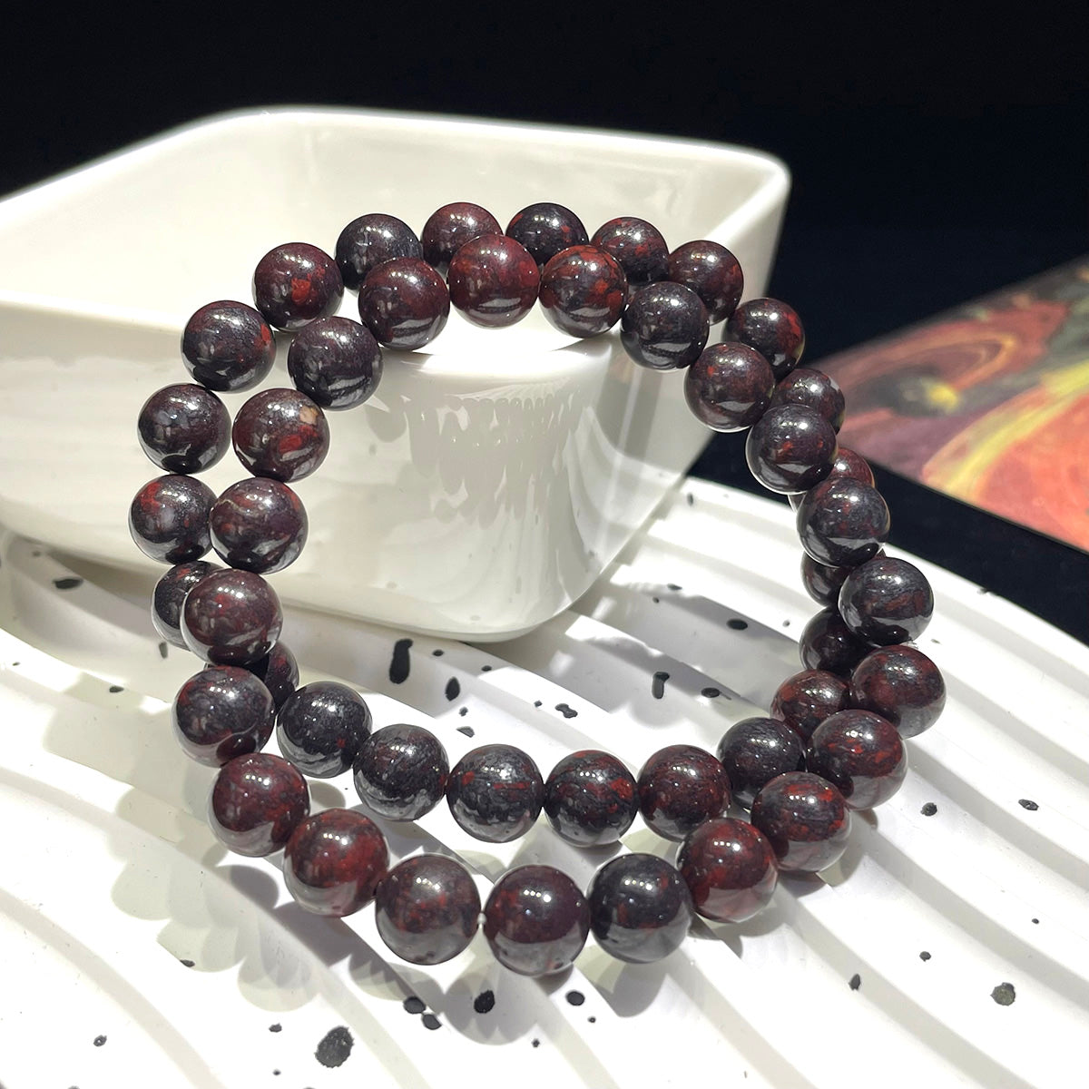 Chicken Blood Stone Bead Bracelet Healing