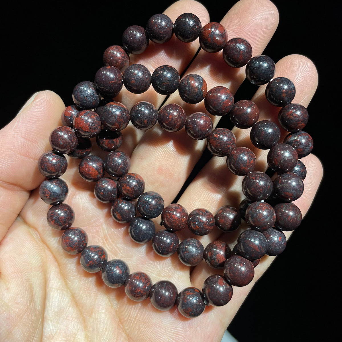 Chicken Blood Stone Bead Bracelet Healing