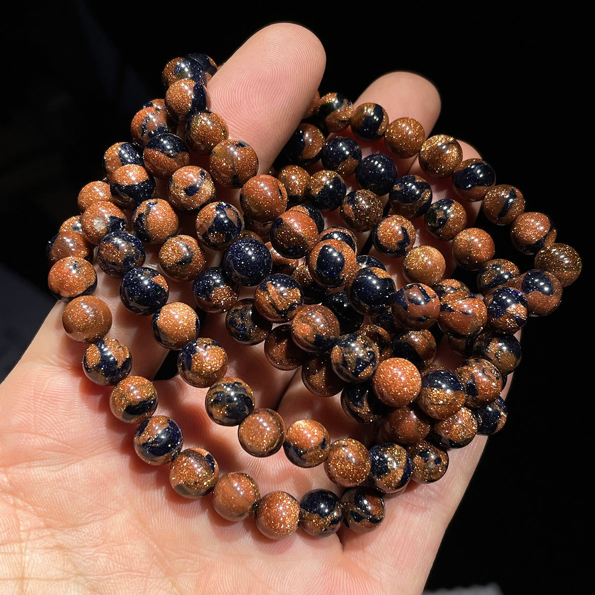 Golden Blue Sandstone Bead Bracelet
