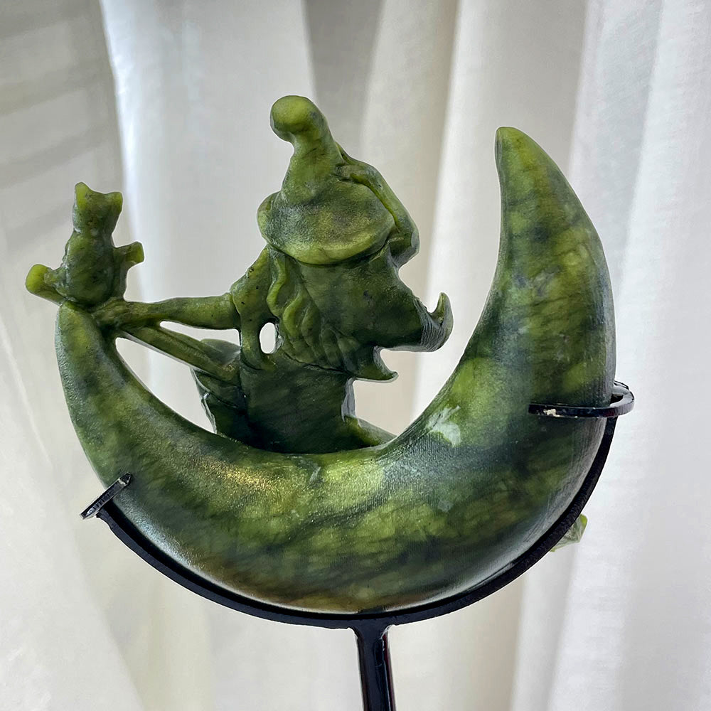 Witch on the Moon Crystal Statue - Choose Your Magical Stone