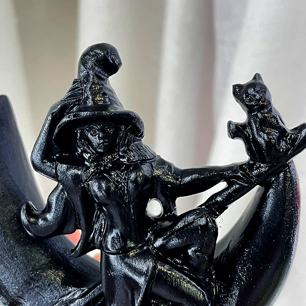 Witch on the Moon Crystal Statue - Choose Your Magical Stone