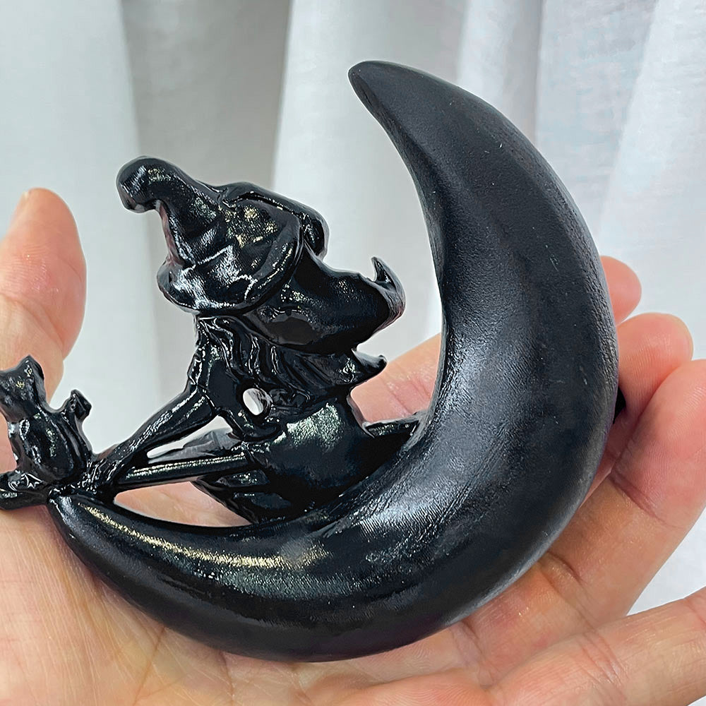 Witch on the Moon Crystal Statue - Choose Your Magical Stone