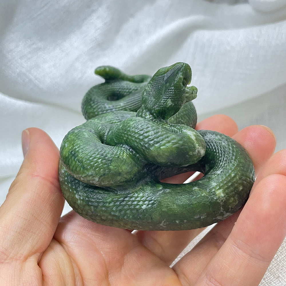 Serpentine Serpent of Transformation | Masterfully Carved Crystal Snake