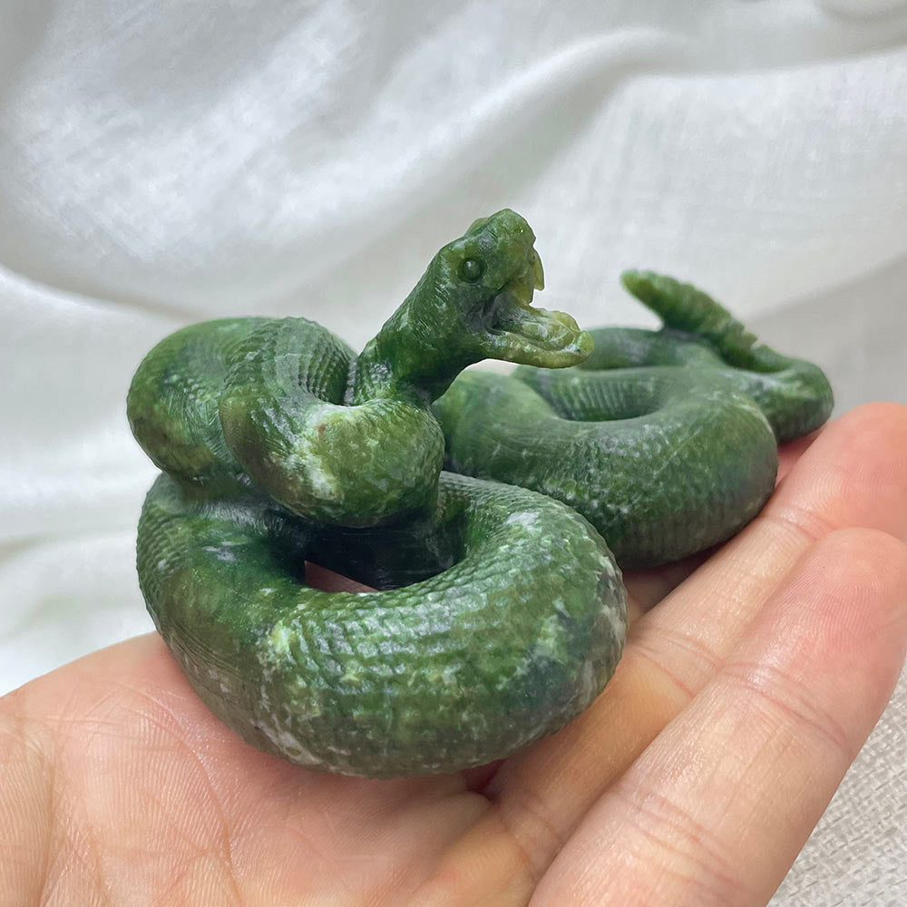 Serpentine Serpent of Transformation | Masterfully Carved Crystal Snake