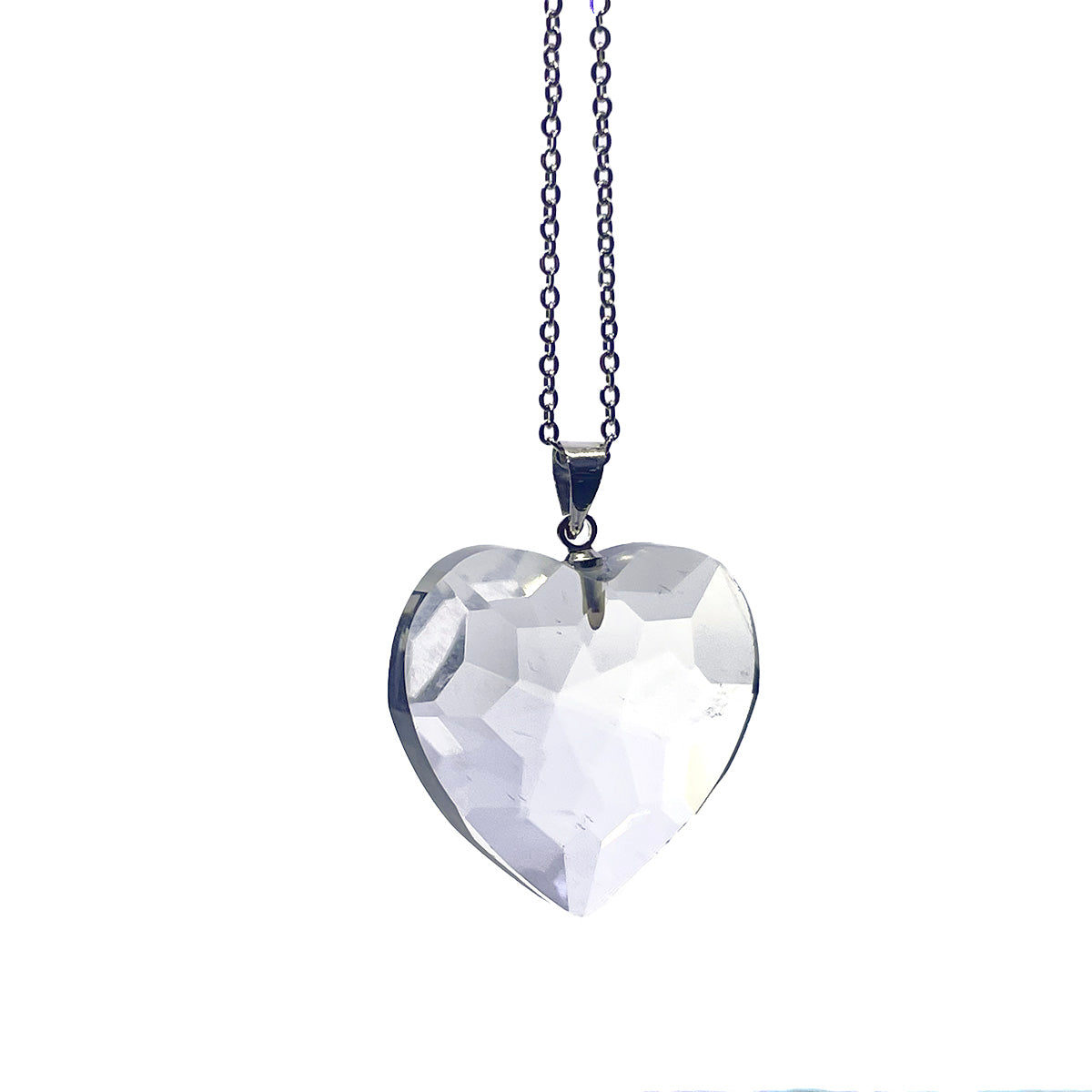 Clear Quartz Heart Pendant Sterling Silver 925 Necklace