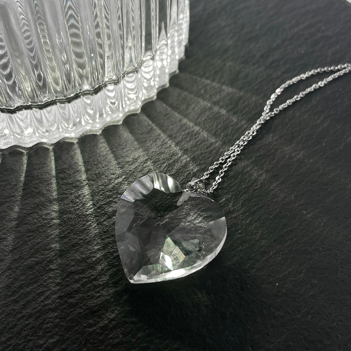 Clear Quartz Heart Pendant Sterling Silver 925 Necklace