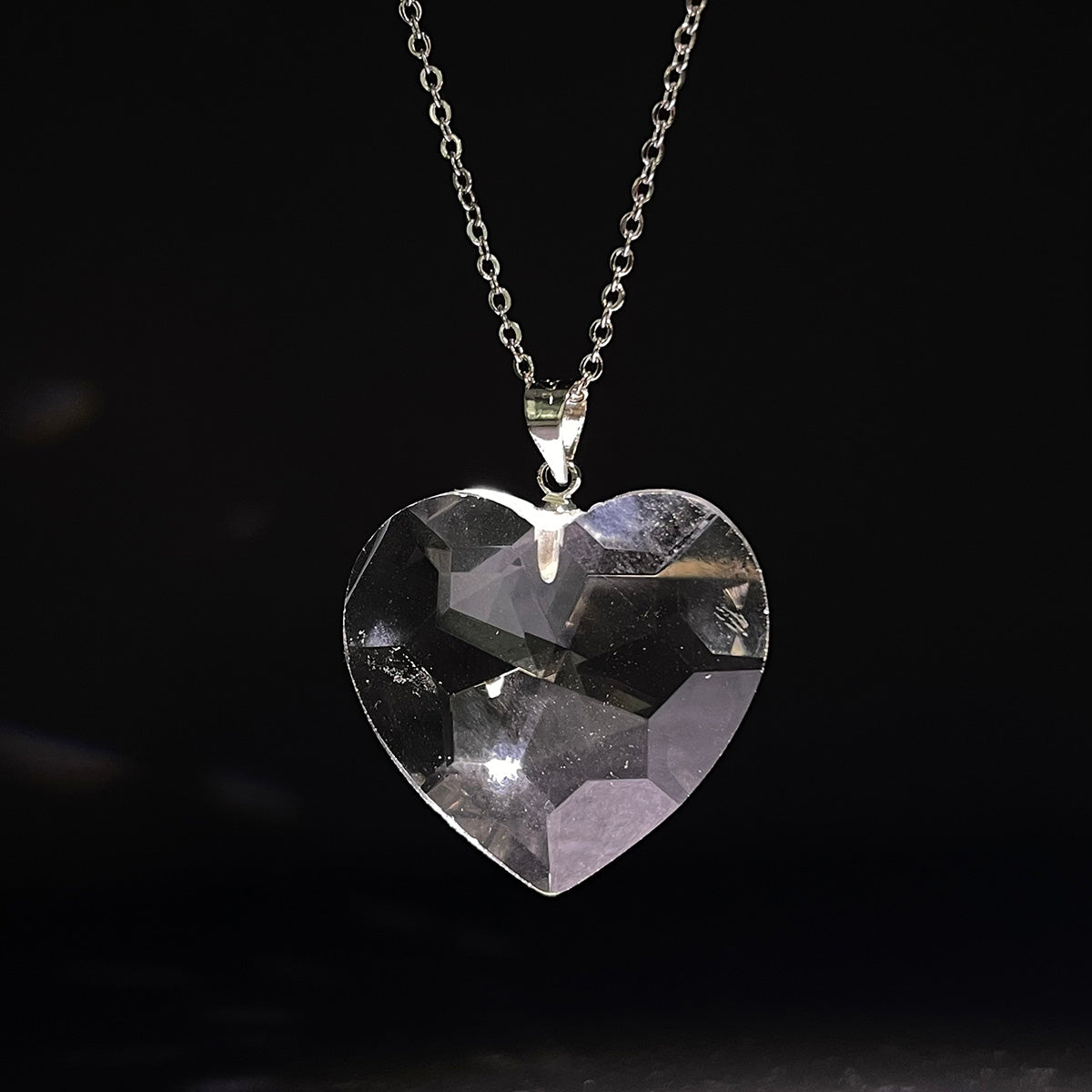 Clear Quartz Heart Pendant Sterling Silver 925 Necklace