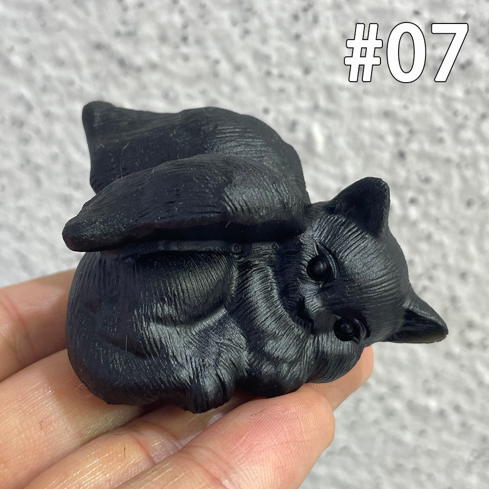 The Perfect Gift for Cat Lovers | Black Obsidian Crystal Cat